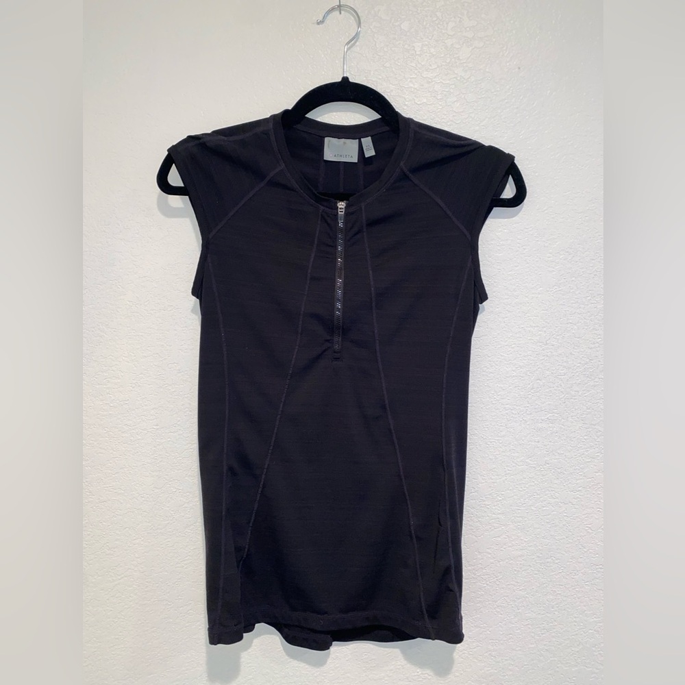 Athleta Black Muscle Tee with Cap Sleeves